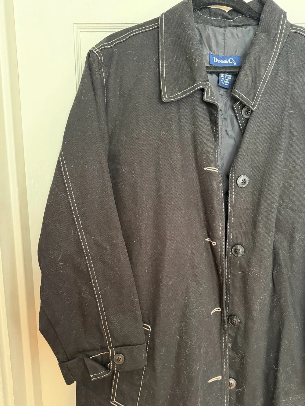 Denim&Co black denim trench/car coat